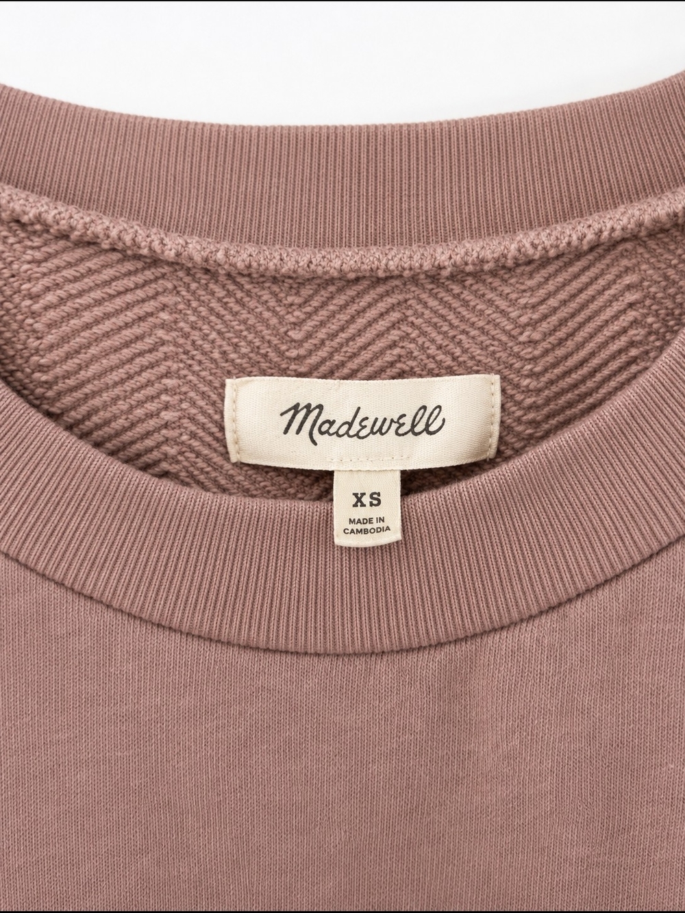 Madewell Short Puff Sleeve Sweatshirt in Dusty Mauve - Picture 3 of 4